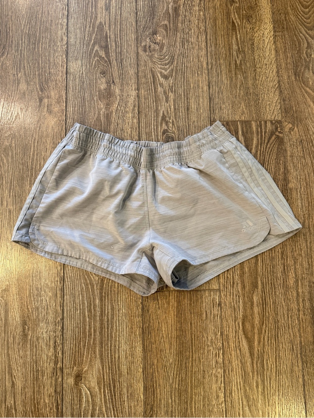 adidas Women’s Light Gray Athletic Shorts with Side Stripes